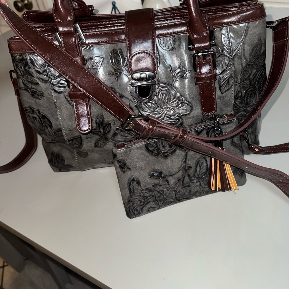 Elegant  Bag Set - Brown and Gray